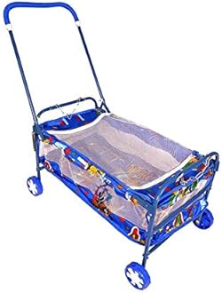 AVANI METROBUZZ Mosquito Net Jhulla Cradle with Swing for New Born Baby 1-2 Years Babies-Newborn Baby Cotton Baby Sleep Swing Cradle-Baby Jhula Jhoola Set with Mosquito Net and Spring (Blue)