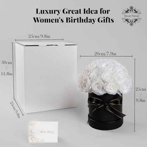 27 Preserved Flowers for Delivery Prime, Roses Dome Forever Flower Decor for Party Home Table Bedroom, Anniversary, Birthday, Wedding Gifts for Women Her (White) - Image 3