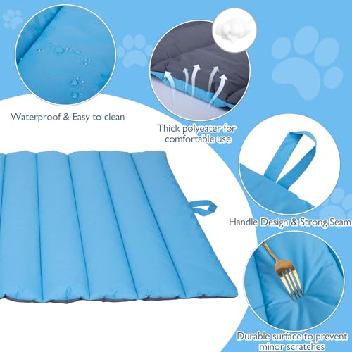 XIAPIA wasserdichte Hundematte für Outdoor, Waschbares Hundebett, Antistatik, Hygienisch, Faltbar, Große Reisedecke für Haustier 110 x 68 cm (Blau/Grau)