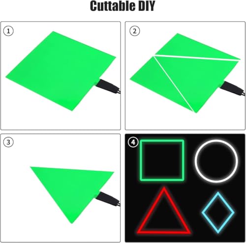 Image of jose2015 Electroluminescent Panel 10x10CM,Cuttable DIY Electroluminescent El Panel Light,3 Modes for DIY Decoration(Green)