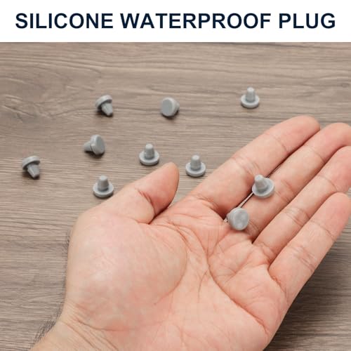 Image of uxcell 10pcs Hole Plugs 3 /16 Inch (6.2mm) Grey Silicone Button Plugs with Snap-in Locking Design, Waterproof and Dustproof