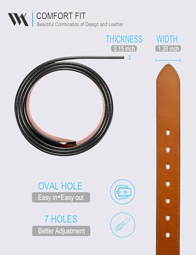 WOLFANT Men's 35mm Dress Casual Belt,100% Italian Full Grain Real Solid Leather4