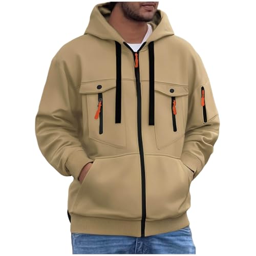 Sweat capuche multi-poches pour homme avec zip intégral pratique