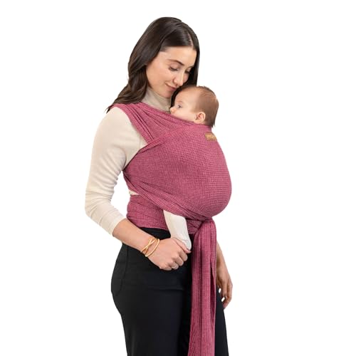 Image of Moby Baby Wrap Carrier Waffle Knit for Newborns to Toddlers (8-33lbs), Infant Sling Carrier, Lightweight & Hands Free Design for Mom and Dad, Adjustable for All Body Types (Desert Rose)