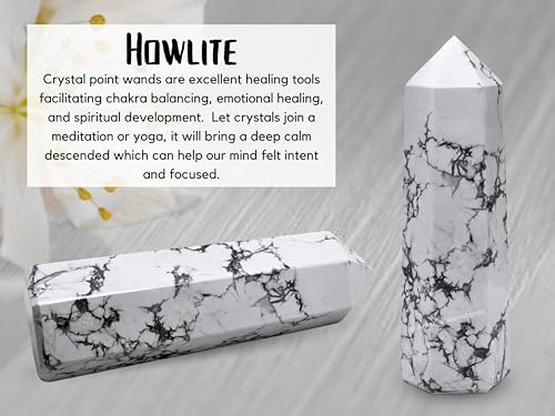 Image of Amazing Gemstone Large Howlite Crystal Towers ~ Natural Healing Crystal Point Obelisk for Reiki Healing and Crystal Grid (5.5 to 6 INCH)