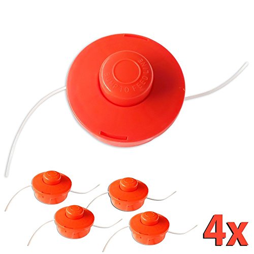 Preisvergleich Produktbild Nemaxx 04FS1 4x Fadenspule mit Tippautomatik Doppelfadenkopf Fadenkopf Mähkopf Mähfaden Nylonschnurrolle Grasschneider Zubehör Ersatz Spule für Benzin Motorsense, orange