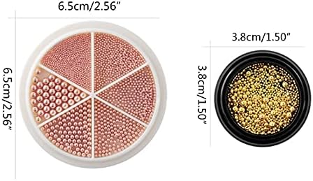 Nail Caviar Beads for Nail Art Gold Nail Studs Round Mini Nail Beads for Nail Art Round Pearls Bead Loose Beads Gem - (Color: B)