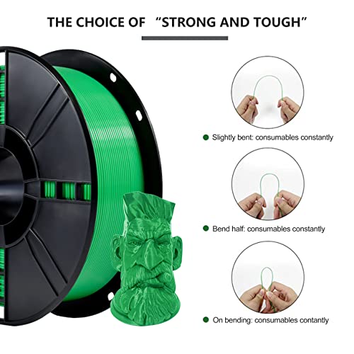 Image of iBOSS PLA Plus (PLA+) 3D Printer Filament 1.75mm,1kg Spool (2.2lbs) Toughness Enhanced 3D Printing Filament,Dimensional Accuracy + /- 0.02mm,1.75mm PLA Plus Filament,Fit Most FDM Printer(Green)