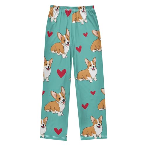 Corgi Dog Red Love Boys Long Pants Soft Trousers Elastic Waist Kids Lounge Bottoms with Pockets S-XL2