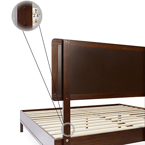 Bme Nipe (Old) 14 Inch Deluxe Bed Frame With Adjustable Headboard - Rustic & Bohemian Unique Style With Acacia Wood - No Box Spring Needed - 12 Strong Wood Slat Support - Easy Assembly - King, Walnut #TOP4