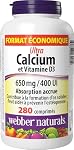 Webber Naturals Calcium Ultra with Vitamin D3, Enhanced Absorption, 280 Tablets, Helps Build Solid Bones, Vegetarian