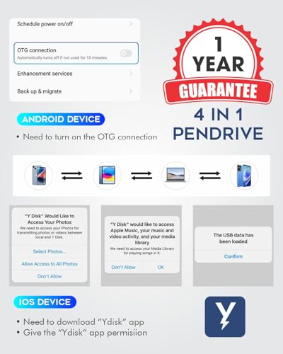 Image of CROSS 256 GB Pendrive, 4 in 1 Flash Drive with Lightning, Micro USB, USB A, Type-C Interface PenDrive for iPhone & Android Compatible with Phone, Pad, Android, PC