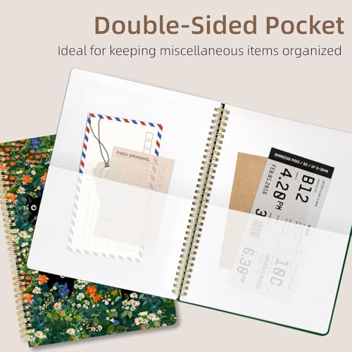 Image of Cute Spiral Notebook 8.5 x 11 lined Journal A4 with Pocket, Cat | 70 page, Note Book with Pocket, Large, Big, Hard Cover, Aesthetic, Pretty Design, for Women, Girls, Kawaii