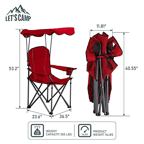 LET'S CAMP Camp Chair with Shade Canopy Heavy Duty Canopy Chair 350LBS - image 3
