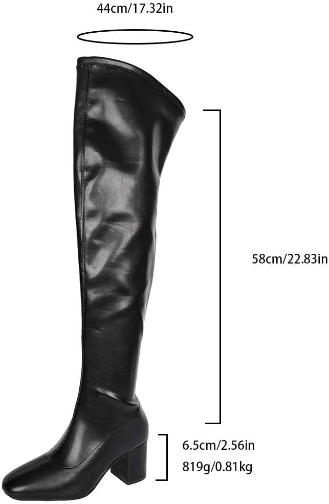 Womens Stretchy Faux Suede Thigh High Chunky Platform Over The Knee Boots Work Fall Winter Shoes