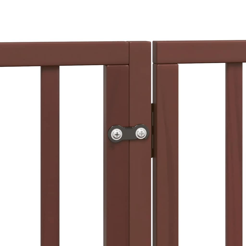 vidaXL Puerta de Perros Plegable 15 Paneles Madera álamo marrón 750 cm