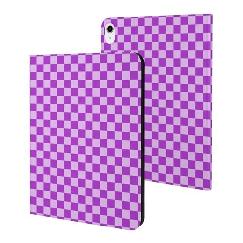 Housse iPad 11" 2025 violet lilas à carreaux pour le quotidien
