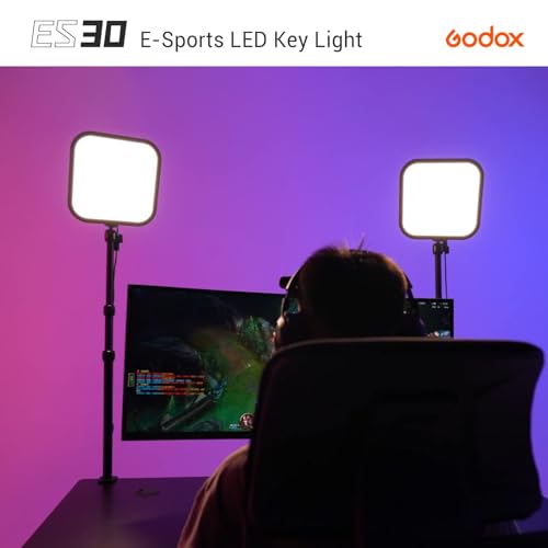 Image of Godox ES30 Key Light, 2250Lumens Desk Light for Streaming with Extendable Desk Stand, 0-100% Brightness & 2800-6500k Color Temperature APP Control, Soft Light Panel for Streaming, Zoom Calls, YouTube