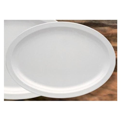Yanco NS-513W Nessico Oval Platter with Narrow Rim, 13" Length, 8.5" Width, Melamine, White Color, Pack of 12
