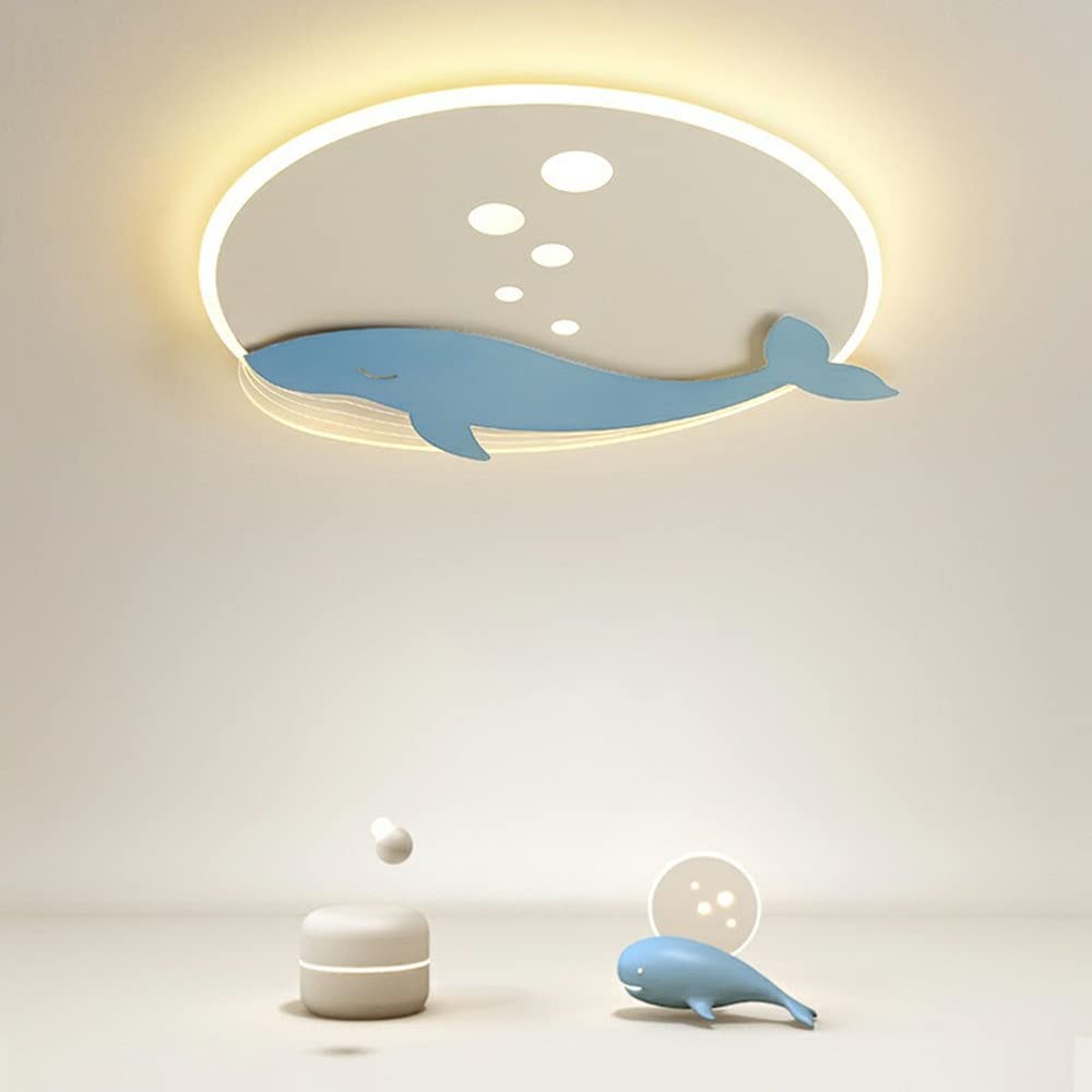 Lámpara de techo for habitación de niños, encantadora forma de ballena azul, lámpara de techo LED empotrada, iluminación de techo for habitación de bebé, dormitorio de niños y niñas, habitación de niñ