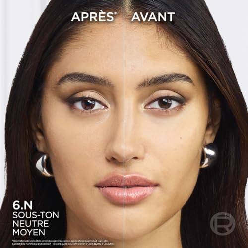 'Oréal Paris Fond de Teint Fluide Hydratation 24H Formule à 'Acide Hyaluronique Tous les Types de Peaux Accord Parfait Teinte : Miel 6.N 30 ml - vue 4