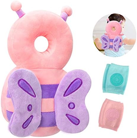 Baby Head Protector and Baby Knee Pads for Crawling,Toddler Baby Walking Head Protection Safety Pads, Adjustable Infant Cushion Backpack for Baby Walkers (Unicorn & Pink & Purple, 4-24 Months)