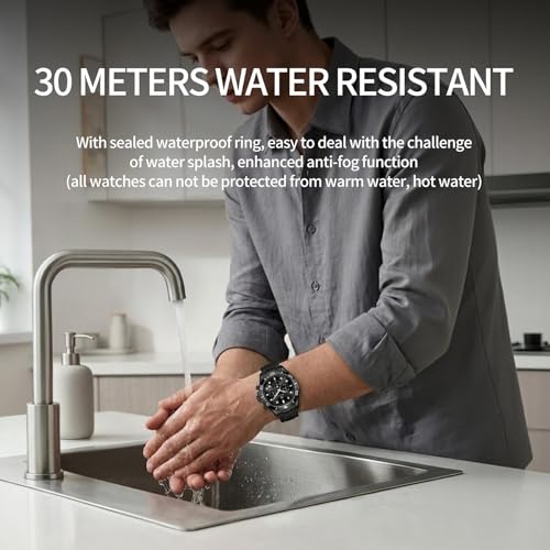 Image of OLEVS Men's Watches Sport Chronograph Analog Quartz Watch for Men with Date Waterproof Dress Casual Fashion Watch Soft Silicone Rubber Strap Band, Unidirectional Bezel & 42mm Big Face