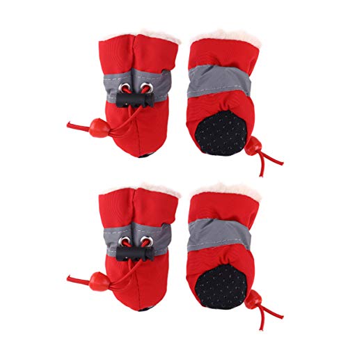 ULTECHNOVO 1 Set Wintergröße Schneewandern Hunderiemen von Fußstiefeln- Hund Verstellbare Kleine Warme Schutzkatze mit Rotem Schuhwelpe EIN Rutschfestes Großes Haustier Weiche Stiefel Cover