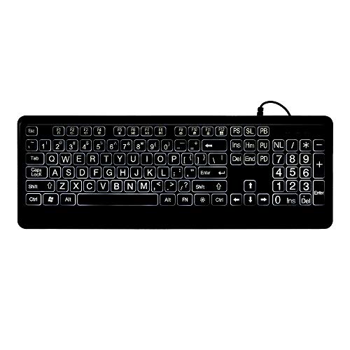 Clavier rétroéclairé silencieux HUIOP filaire 104 touches avec lettres surdimensionnées