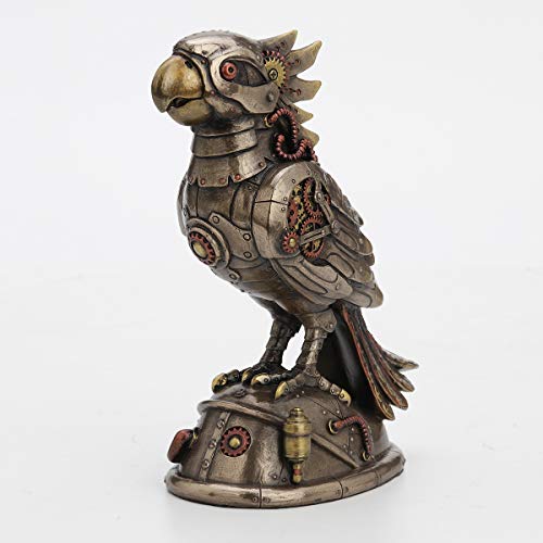 Estatua decorativa de loro cacatúa steampunk de resina miniatura 1