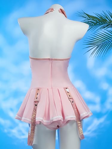 haikyuu Women Cosplay One Piece Swimsuit with Gloves Tie Anime Bathing Suit Halter Pool Party Musical Clubwear4