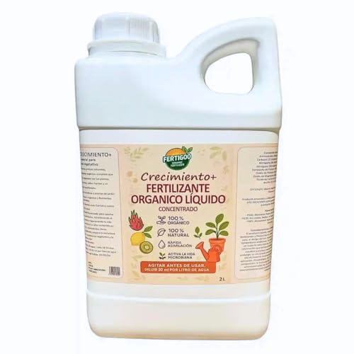 Fertigoo Abono Orgánico Líquido con Extra de Potasio 2L – Para Huerto, Tomates, Plantas, Flores y Frutas – Ideal para Crecimiento, Floración, Engorde de Hortalizas y Fructificación de Árboles