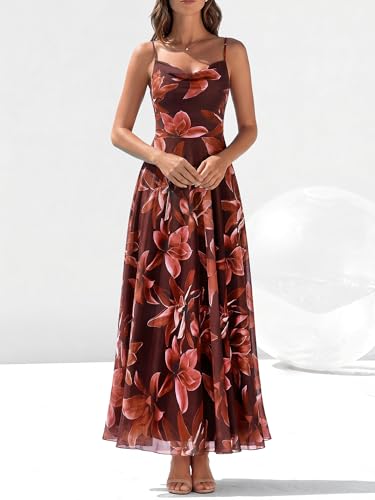 Image of BTFBM Women Summer Maxi Dresses Elegant Wedding Guest Dress | Cowl Neck,Spaghetti Strap,Mesh,Floral,A-Line,Flowy,Party,Cocktail,Homecoming,Graduation,Sundress,Prom,Beach Long Dresses