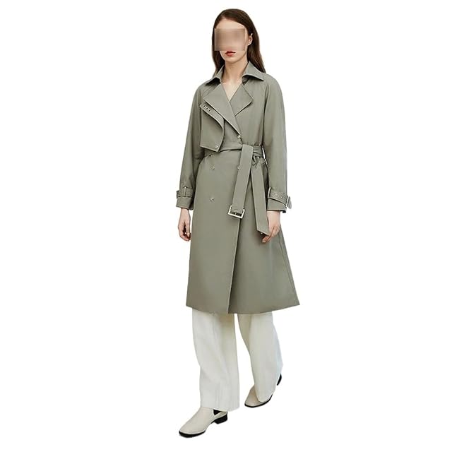 Black Trench Coat Womens Medium-length Fall Small Person Jacket Single-breasted Long Coat
