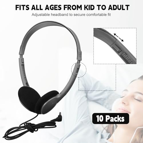 Image of Konohan 30 Pack Headphones Bulk Headphone for School Classroom Student Wired Headphones Adjustable with 3.5 mm Jack for Adults (Grey)
