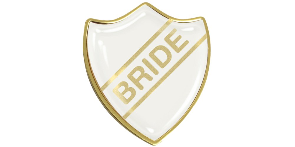 Capricornone Bride Gel Domed School Shield Wedding Badge