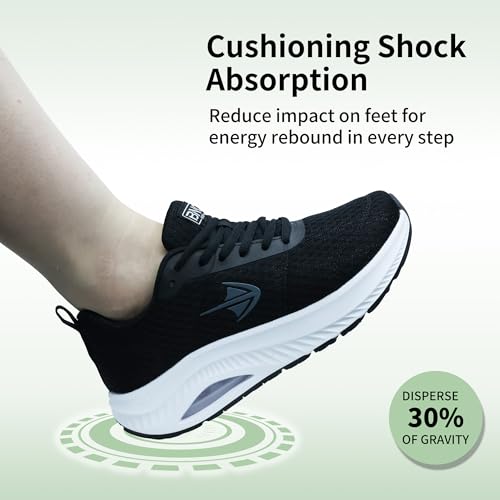 Womens Wide Toe Box Walking Shoes with Arch Support Tennis Orthotic Sneakers Wide Width Shoes for Plantar Fasciitis Pain Relief Black US 9.54