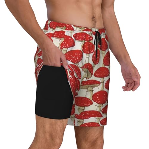 Short de bain champignon rouge et blanc homme léger - 6