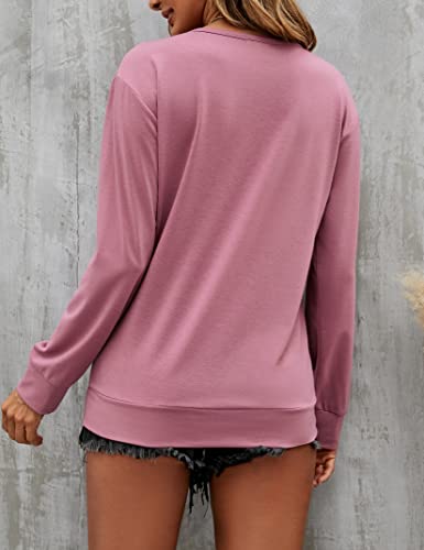 Joyjoy I'm Fine Everything Is Fine Cat Sweatshirt Women's Cute Long Sleeve Top Loose Crewneck Pullover Sweatshirt Pink #TOP1