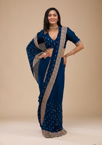 Image of Yashika Women Vichitra Silk Saree with Embroidered Border| Sarees Bollywood Sari | New Sarees | Saree Blouse| Designer Saree (AZ-YS-OG-LADYQUEEN-Parent)