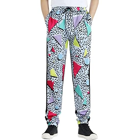 Gihuo Men's 80s 90s Retro Vintage Sweatpants Vintage Workout Athletic Track Pants Jogger, Black, Medium Cover