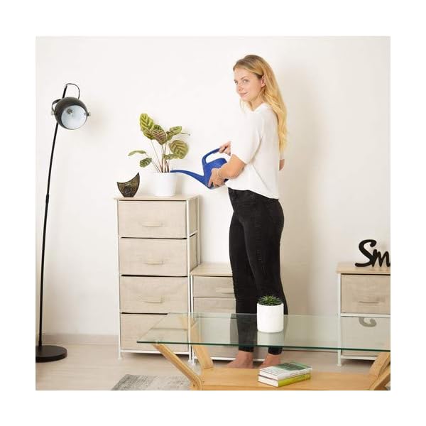 Relaxdays Shelving System, Chest of Drawers, Standing Shelf with Boxes, Various Versions, Metal and Wood, Beige - Image 4