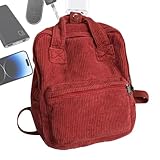 [ccuzs] School Backpack for Teen Girls | Corduroy Schoolbag with Handle | Small Backpack Purse for Laptop | Casual Day Trips, High School, and College Backpack for Women and Men