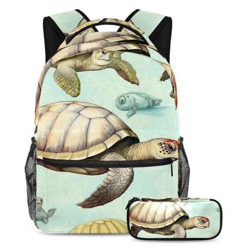 Cartables de grande capacité ados et étudiants sac à dos voyage tortues de l'océan