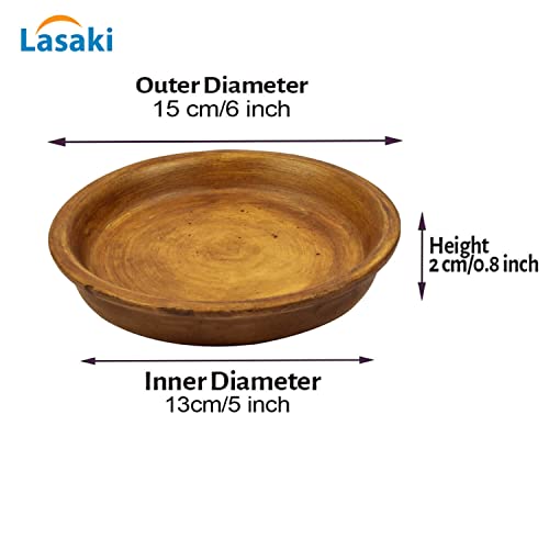 Image of Lasaki Round Antique Ceramic Bottom Tray /Plate for Planter (5-inch, Set of 2) | Dripping Tray for Pots & Succulents | Indoor & Outdoor Planters Home Garden Decor | Plants Not Included