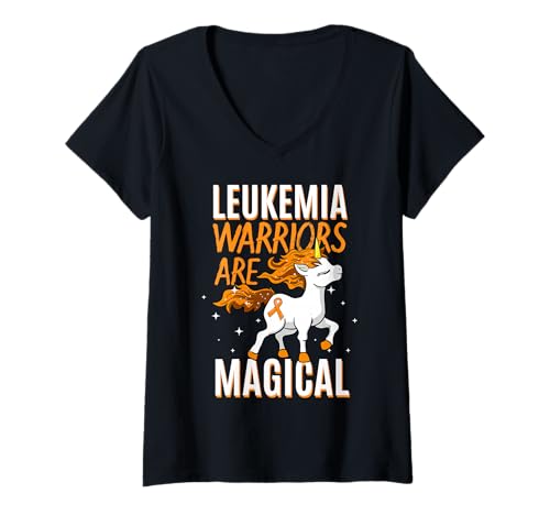 Femme Leukemia Warriors Are Magical Sensibilisation à la leucémie T-Shirt avec Col en V