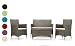 Produktbild Rattan4Life Sitzgruppe Avignon, 4-teilig Deluxe Polyrattan Gartenmöbel Set, Sofa/Lounge/Gartengarnitur/Kissenbezüge, Rattan grau/braun, Bezug grün