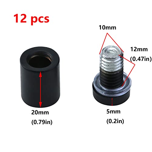 Image of Antrader 12 Pack Stainless Steel Glass Standoff 5 /8 inch x 1 inch, Wall Mount Standoff Holder Screw Advertise Fixing Nail Sign Mounting Hardware, Matte Black