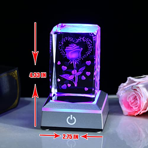 Gifts for Women, 3D Rose K9 Crystal Ball Creative Night Light, Luxurious and Beautiful,Valentine's Day, Birthdays, Anniversaries, Etc,for Wife,Girlfriend,The Gift of Expressing a Hobby - Image 3