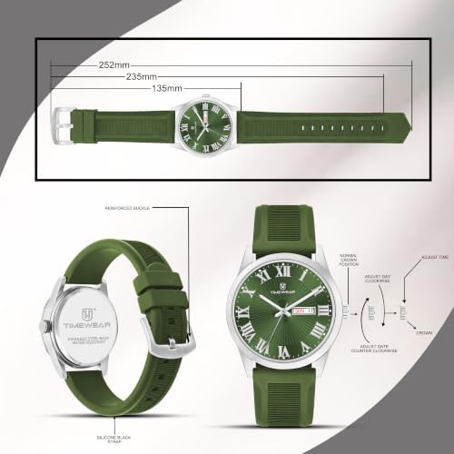 Image of TIMEWEAR Roman Track Dial, Day & Date Functioning, Silicone Strap Analog Watch for Men